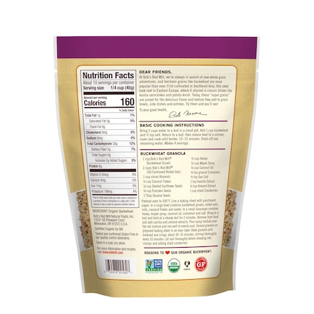 Bobs Red Mill Natural Foods Bob's Red Mill Organic Buckwheat Groats 16 oz. Resealable Pouches, PK4 1092S164